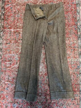 Per Se Brown Wool Blend Straight Leg Dress Pants